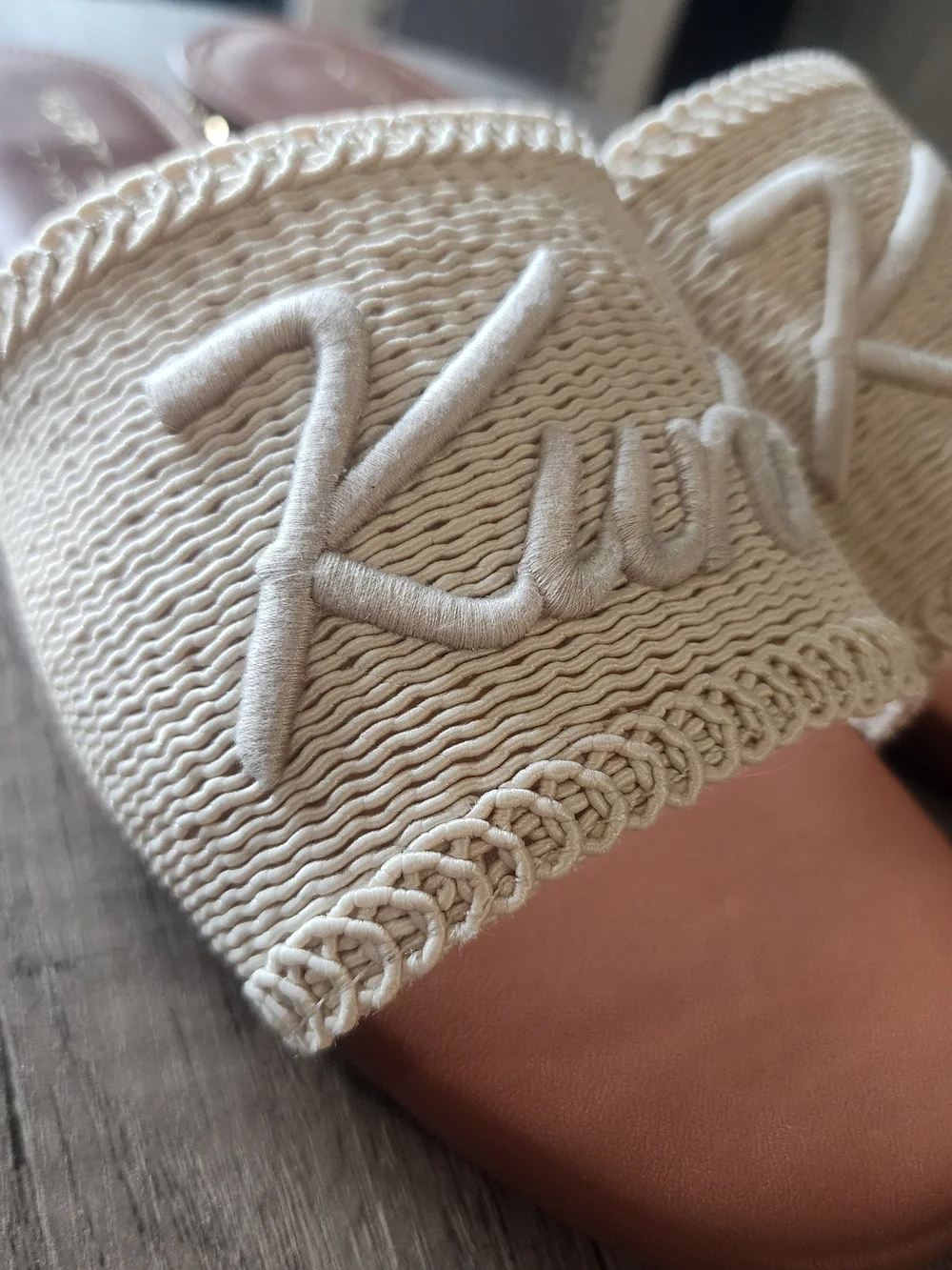Kurt Geiger Beige Raffia Slide Sandals